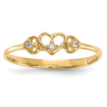 14k CZ 3-Hearts Ring