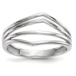 14k White Gold Polished Curved 4-Bar Ring