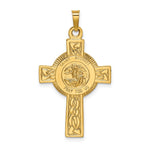 14k Polished Cross with St. Michael Medal Pendant