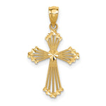 14K Cut-Out Stripes Cross with Heart Charm