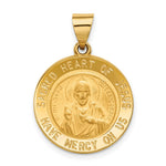 14k Sacred Heart of Jesus Medal Hollow Round Pendant