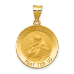 14k Polished and Satin Hollow Saint Anthony Medal Pendant