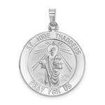 14k White Gold Polished and Satin Solid Saint Jude Thaddeus Medal Round Pendant