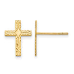 14k Polished and Textured Cross Post Earrings