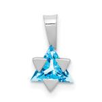 14k White Gold Blue Topaz Star of David Pendant