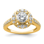 14k Vintage Round Halo Diamond Semi-Mount Engagement Ring