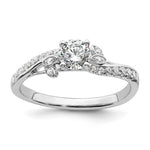 14k White Gold leaf Design Diamond Semi-Mount Engagement Ring