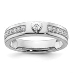14k White Gold Heart Diamond Mens Complete Wedding Band
