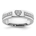 14k White Gold Heart Diamond Womens Complete Wedding Band