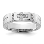 14k White Gold Cross Diamond Womens Complete Wedding Band