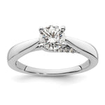 14k White Gold (Holds 3/4 carat () Round) 4-Prong with 1/15 carat Diamond Semi-Mount Engagement Ring
