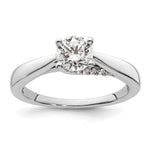 14k White Gold (Holds 3/4 carat () Round) 4-Prong with 1/15 carat Diamond Semi-Mount Engagement Ring