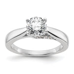 14k White Gold (Holds 1 carat () Round) 4-Prong with 1/15 carat Diamond Semi-Mount Engagement Ring
