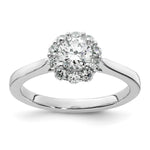 14k White Gold Halo (Holds 1/2 carat () Round Center ) 1/3 carat Diamond Semi-mount Engagement Ring