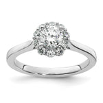 14k White Gold Halo (Holds 1/2 carat () Round Center ) 1/3 carat Diamond Semi-mount Engagement Ring