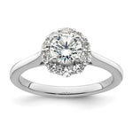 14k White Gold Halo (Holds 3/4 carat () Round Center ) 1/2 carat Diamond Semi-mount Engagement Ring