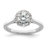 14k White Gold Halo (Holds 3/4 carat () Round Center ) 1/2 carat Diamond Semi-mount Engagement Ring