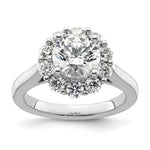 14k White Gold Halo (Holds 2 carat () Round Center ) 1 carat Diamond Semi-mount Engagement Ring