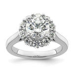 14k White Gold Halo (Holds 2 carat () Round Center ) 1 carat Diamond Semi-mount Engagement Ring