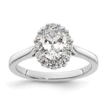 14k White Gold Halo (Holds 3/4 carat (7.5x) Oval Center) 3/8 carat Diamond Semi-mount Engagement Ring