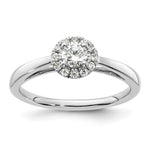 14k White Gold Halo (Holds 1/4 carat () Round Center) 1/8 carat Diamond Semi-mount Engagement Ring