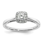 14k White Gold Halo (Holds 1/4 carat () Round Center) 1/8 carat Diamond Semi-mount Engagement Ring