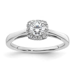 14k White Gold Halo (Holds 3/8 carat () Round Center) 1/8 carat Diamond Semi-mount Engagement Ring