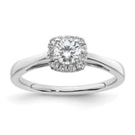 14k White Gold Halo (Holds 3/8 carat () Round Center) 1/8 carat Diamond Semi-mount Engagement Ring