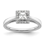 14k White Gold Halo (Holds 1/3 carat () Princess Center) 1/6 carat Diamond Semi-mount Engagement Ring