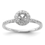 14k White Gold Halo (Holds 1/4 carat () Round Center) 1/4 carat Diamond Semi-mount Engagement Ring