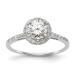 14k Two-tone Halo (Holds 1/2 carat () Round Center) 1/4 carat Diamond Semi-mount Engagement Ring