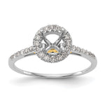 14k Two-tone Halo (Holds 1 carat () Round Center) 1/4 carat Diamond Semi-mount Engagement Ring