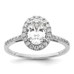 14k White Gold Halo (Holds 1.25 carat (7.5x) Oval Center) 1/3 carat Diamond Semi-mount Engagement Ring