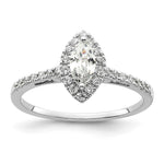 14k White Gold Halo (Holds 1/2 carat (8x) Marquise Center) 1/4 carat Diamond Semi-mount Engagement Ring