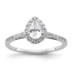 14k White Gold Halo (Holds 1/2 carat (6x) Pear Center) 1/4 carat Diamond Semi-mount Engagement Ring