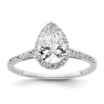 14k White Gold Halo (Holds 1.5 carat (9x) Pear Center) 1/4 carat Diamond Semi-mount Engagement Ring