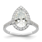 14k White Gold Halo (Holds 2 carat (10x) Pear Center) 1/3 carat Diamond Semi-mount Engagement Ring
