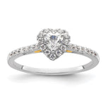 14k Two-tone Halo (Holds 1/4 carat () Heart Center) 1/4 carat Diamond Semi-mount Engagement Ring