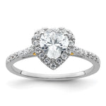 14k Two-tone Halo (Holds 1/2 carat () Heart Center) 1/3 carat Diamond Semi-mount Engagement Ring