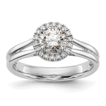 14k White Gold Halo (Holds 1 carat () Round Center) 1/8 carat Diamond Semi-mount Split Shank Engagement Ring