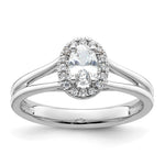 14k White Gold Halo (Holds 1/2 carat (6x) Oval Center) 1/10 carat Diamond Semi-mount Split Shank Engagement Ring