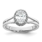 14k White Gold Halo (Holds 3/4 carat (7.7x) Oval Center) 1/10 carat Diamond Semi-mount Split Shank Engagement Ring