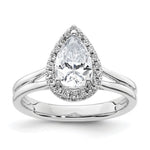 14k White Gold Halo (Holds 1.25 carat (9.1x) Pear Center) 1/5 carat Diamond Semi-mount Split Shank Engagement Ring