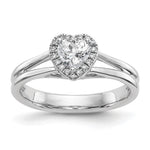 14k White Gold Halo (Holds 1/4 carat () Heart Center) 1/20 carat Diamond Semi-mount Split Shank Engagement Ring