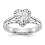 14k White Gold Halo (Holds 1 carat () Heart Center) 1/8 carat Diamond Semi-mount Split Shank Engagement Ring