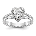 14k White Gold Halo (Holds 1 carat () Heart Center) 1/8 carat Diamond Semi-mount Split Shank Engagement Ring