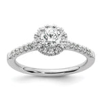 14k White Gold Halo (Holds 3/8 carat () Round Center) 1/4 carat Diamond Semi-mount Engagement Ring