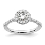 14k White Gold Halo (Holds 1/2 carat () Round Center) 1/4 carat Diamond Semi-mount Engagement Ring