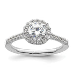 14k White Gold Halo (Holds 3/4 carat () Round Center) 1/3 carat Diamond Semi-mount Engagement Ring