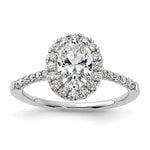 14k White Gold Halo (Holds 1 carat (8x) Oval Center) 3/8 carat Diamond Semi-mount Engagement Ring